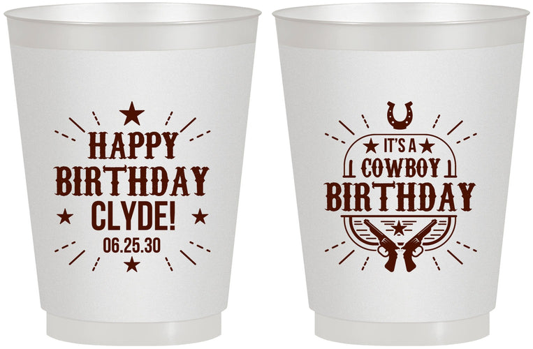 Personalized Birthday 16 oz Frosted Cups - Cowboy | 20244