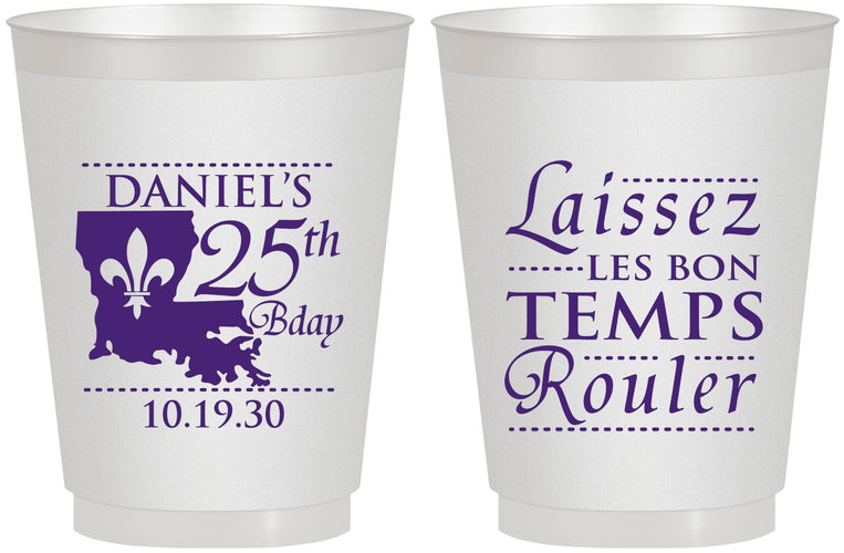 Personalized Birthday 16 oz Frosted Cups - 25th Mardi Gras | 20245