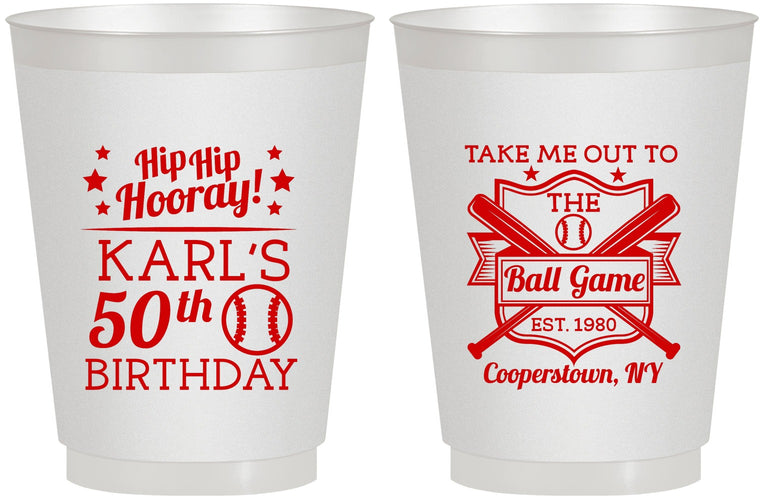 Personalized Birthday 16 oz Frosted Cups - 50th Baseball | 20252