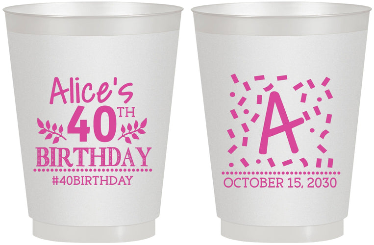 Personalized Birthday 16 oz Frosted Cups - 40th | 20258