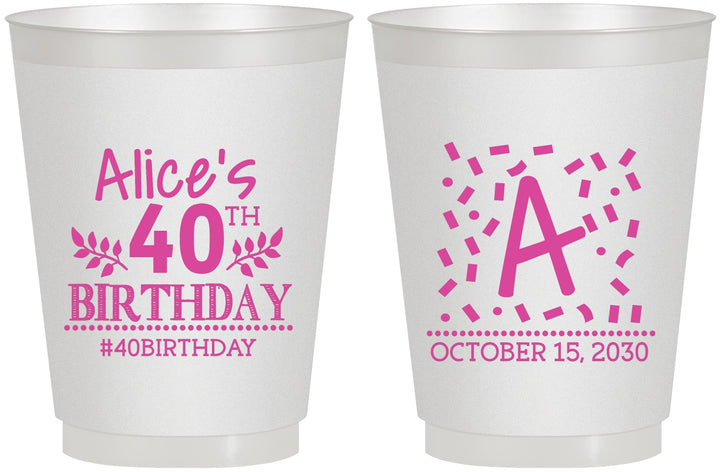 Personalized Birthday 16 oz Frosted Cups - 40th | 20258
