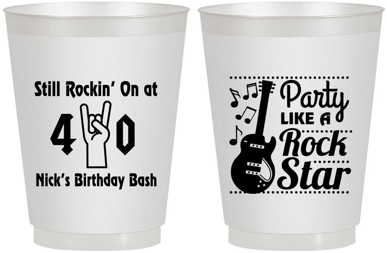 Personalized Birthday 16 oz Frosted Cups - 40th Rock Star | 20266