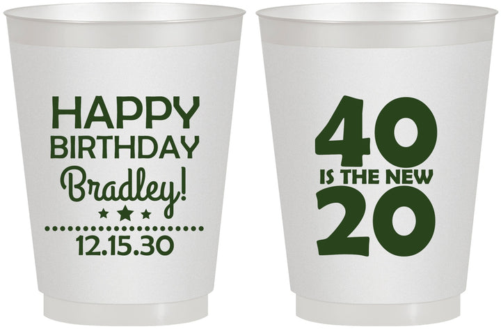 Personalized Birthday 16 oz Frosted Cups - 40 Is The New 20 | 20269