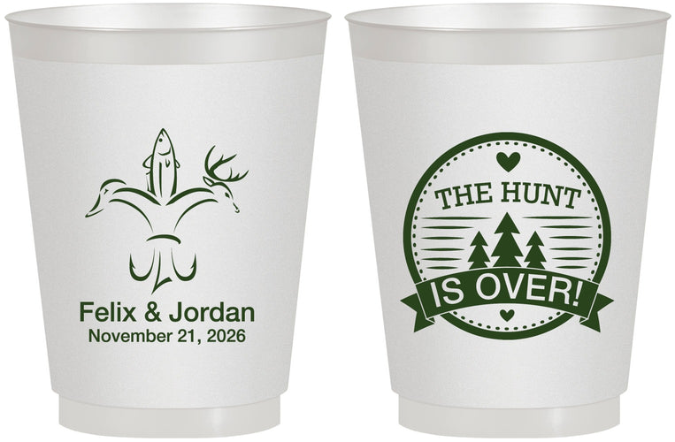 Personalized Wedding 16 oz Frosted Cups - The Hunt Is Over | 203