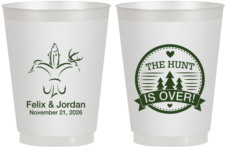 Personalized Wedding 16 oz Frosted Cups - The Hunt Is Over | 203