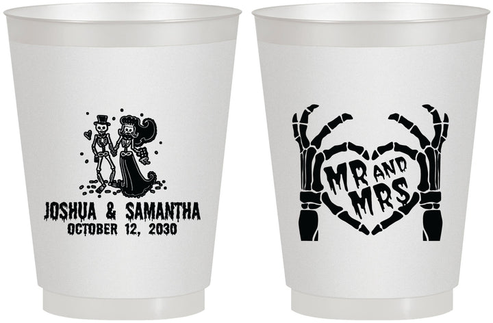 Personalized Wedding 16 oz Frosted Cups - Mr And Mrs Skeleton | 204