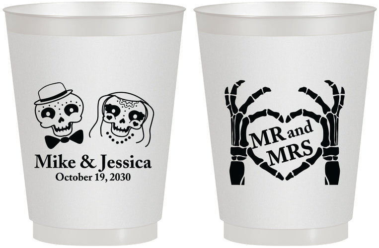 Personalized Wedding 16 oz Frosted Cups - Mr And Mrs Halloween | 206