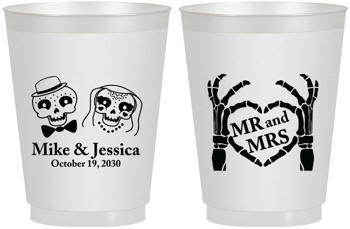 Personalized Wedding 16 oz Frosted Cups - Mr And Mrs Halloween | 206