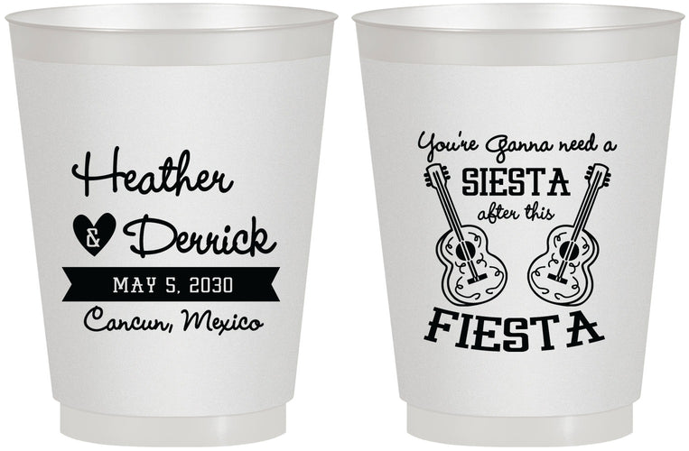 Personalized Wedding 16 oz Frosted Cups - Siesta Fiesta Mexico | 207