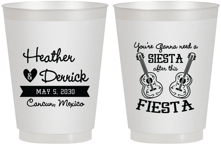 Personalized Wedding 16 oz Frosted Cups - Siesta Fiesta Mexico | 207