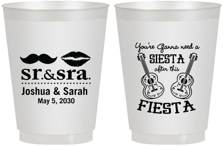 Personalized Wedding 16 oz Frosted Cups - Siesta Fiesta Sr Sra | 208