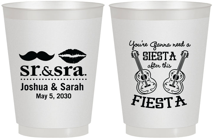Personalized Wedding 16 oz Frosted Cups - Siesta Fiesta Sr Sra | 208