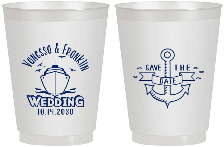 Personalized Wedding 16 oz Frosted Cups - Save The Date Cruise | 209