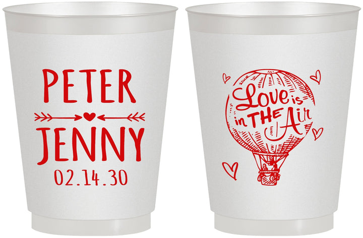 Personalized Wedding 16 oz Frosted Cups - Love In Air Hot Air Balloon | 210