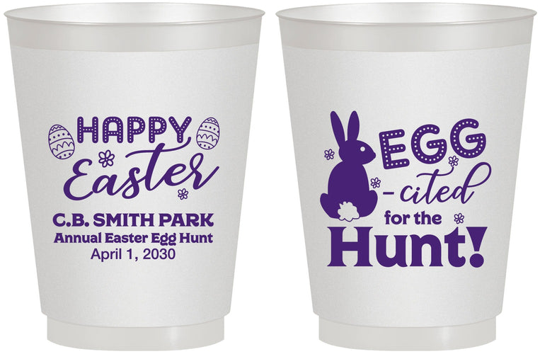 Personalized Easter 16 oz Frosted Cups - Eggcited For Hunt Bunny | 210002