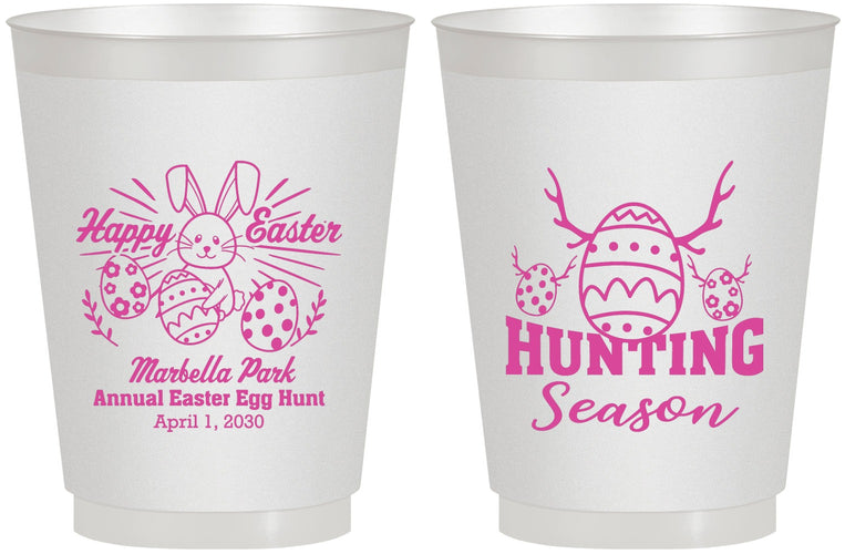 Personalized Easter 16 oz Frosted Cups - Bunny Egg Hunt | 210003