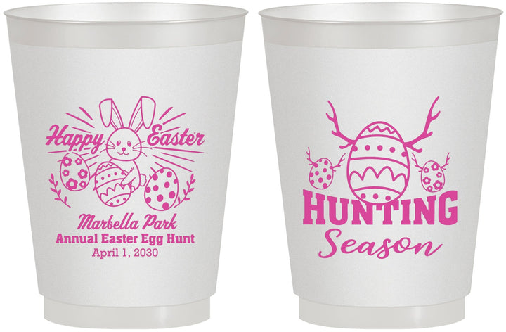 Personalized Easter 16 oz Frosted Cups - Bunny Egg Hunt | 210003