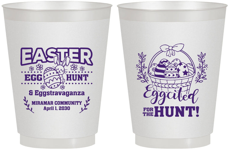 Personalized Easter 16 oz Frosted Cups - Eggcited For Hunt Bunny | 210006