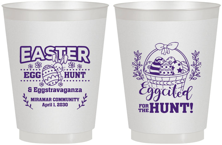 Personalized Easter 16 oz Frosted Cups - Eggcited For Hunt Bunny | 210006