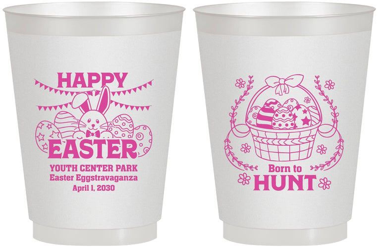 Personalized Easter 16 oz Frosted Cups - Born To Hunt Bunny | 210007
