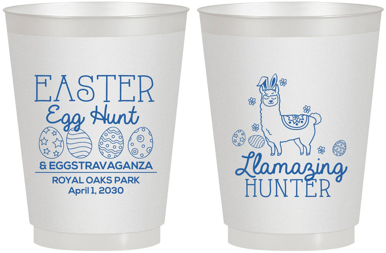 Personalized Easter 16 oz Frosted Cups - Llama Eggs | 210009