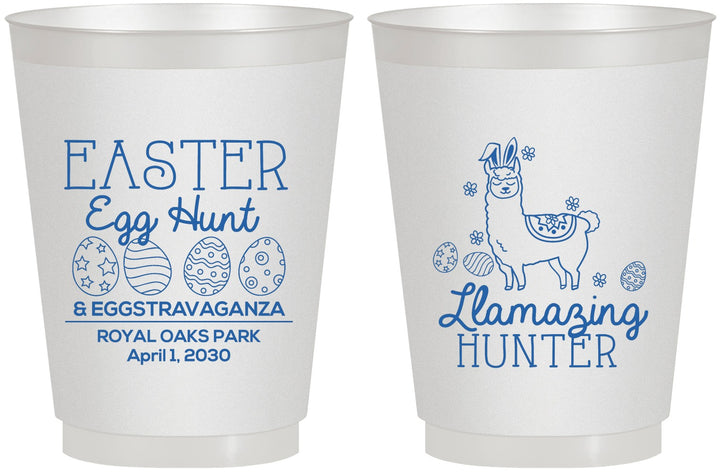 Personalized Easter 16 oz Frosted Cups - Llama Eggs | 210009