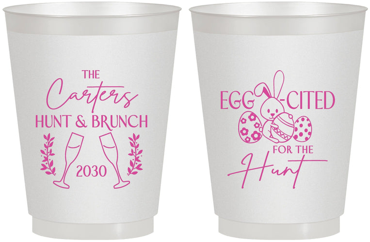 Personalized Easter 16 oz Frosted Cups - Eggcited For Hunt Bunny | 210011