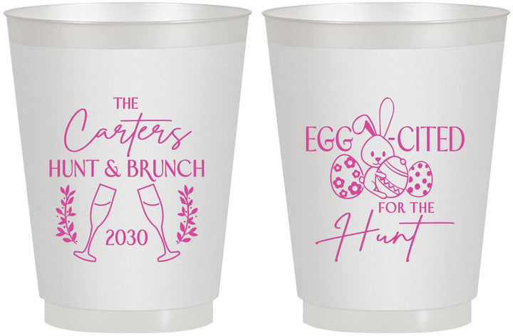 Personalized Easter 16 oz Frosted Cups - Eggcited For Hunt Bunny | 210011