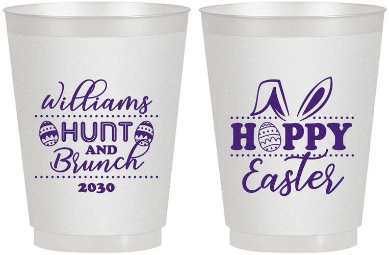 Personalized Easter 16 oz Frosted Cups - Hoppy Bunny Eggs | 210012