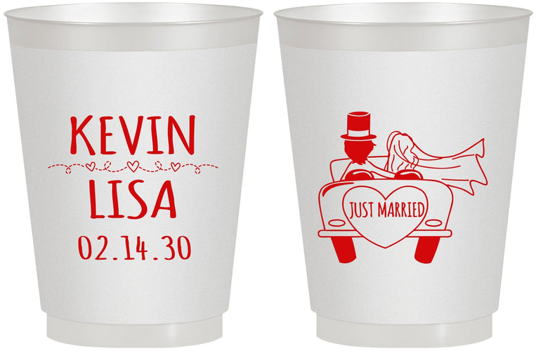 Personalized Wedding 16 oz Frosted Cups - Just Married | 212