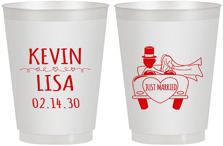 Personalized Wedding 16 oz Frosted Cups - Just Married | 212