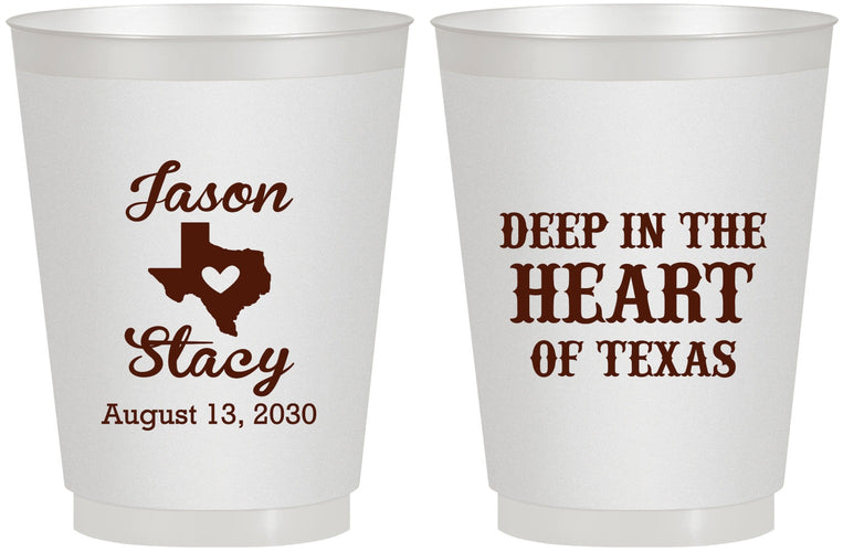 Personalized Wedding 16 oz Frosted Cups - Deep In The Heart Of Texas | 214