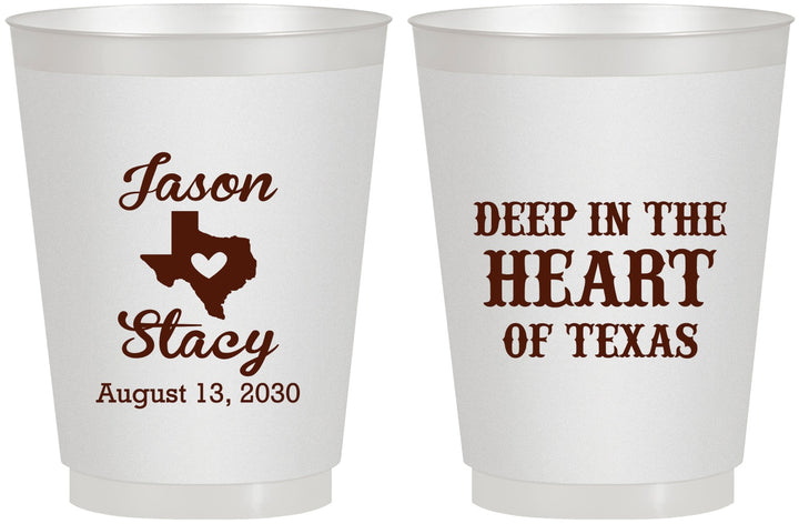 Personalized Wedding 16 oz Frosted Cups - Deep In The Heart Of Texas | 214