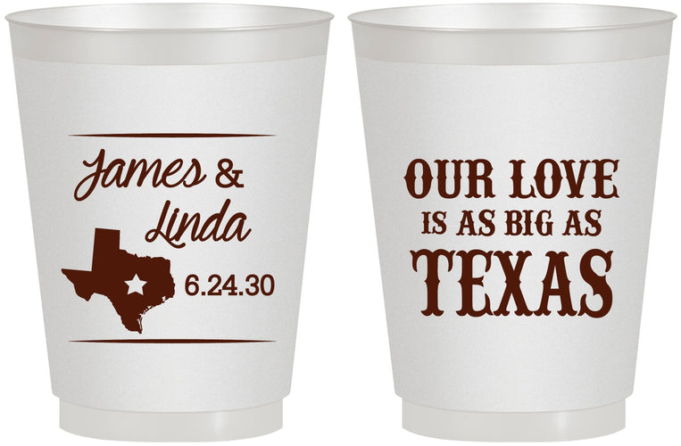 Personalized Wedding 16 oz Frosted Cups - Our Love Is As Big As Texas | 215