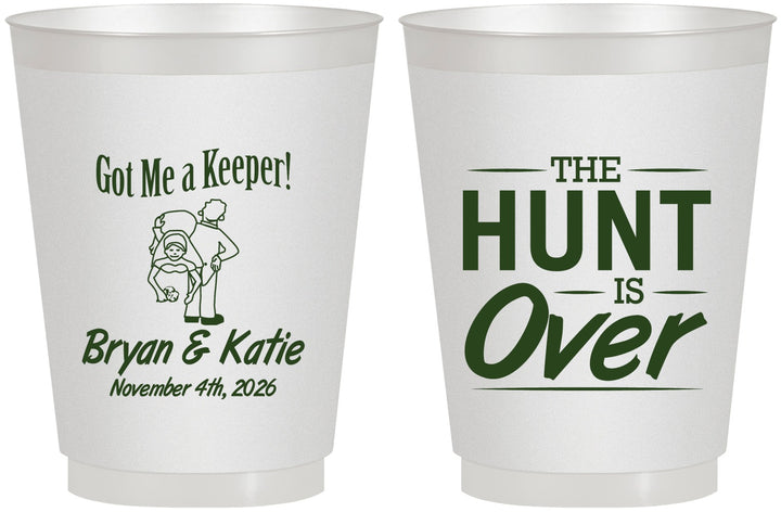 Personalized Wedding 16 oz Frosted Cups - The Hunt Is Over | 216