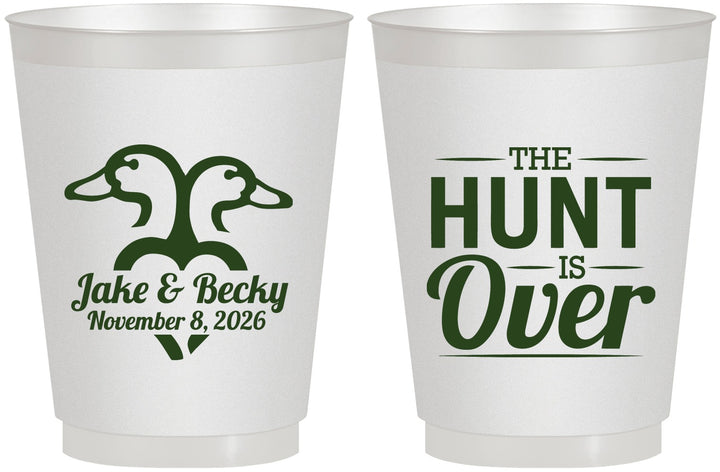 Personalized Wedding 16 oz Frosted Cups - The Hunt Is Over Duck | 217