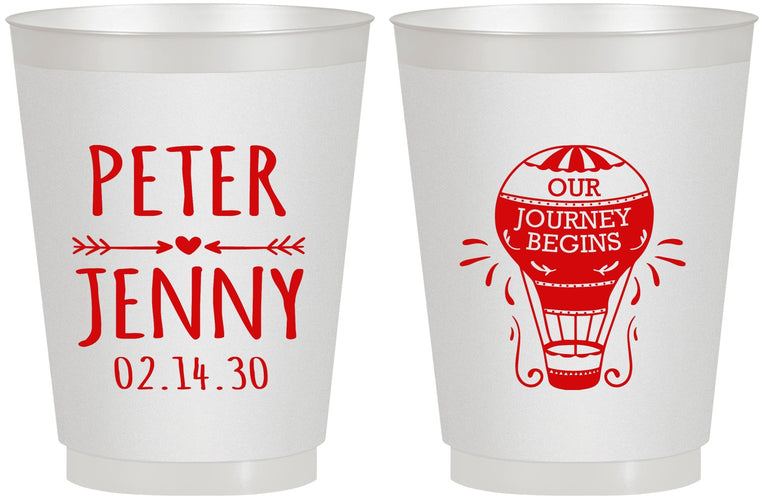 Personalized Wedding 16 oz Frosted Cups - Hot Air Balloon | 219