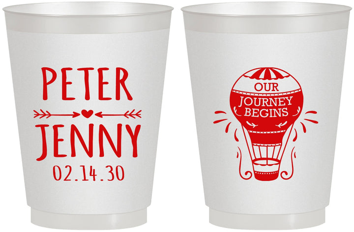 Personalized Wedding 16 oz Frosted Cups - Hot Air Balloon | 219