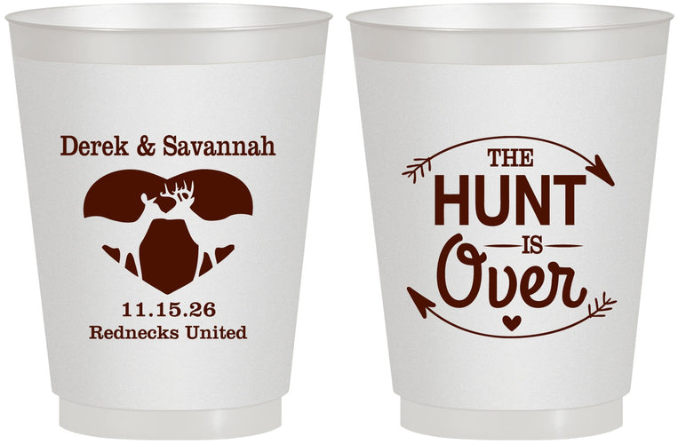 Personalized Wedding 16 oz Frosted Cups - The Hunt Is Over Deer | 220