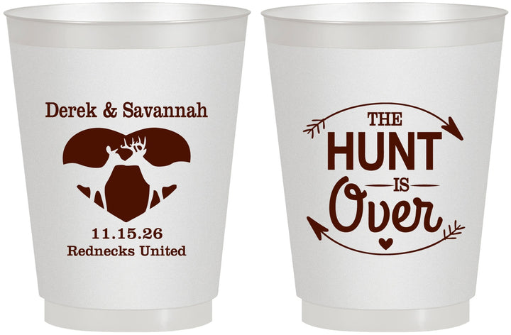 Personalized Wedding 16 oz Frosted Cups - The Hunt Is Over Deer | 220