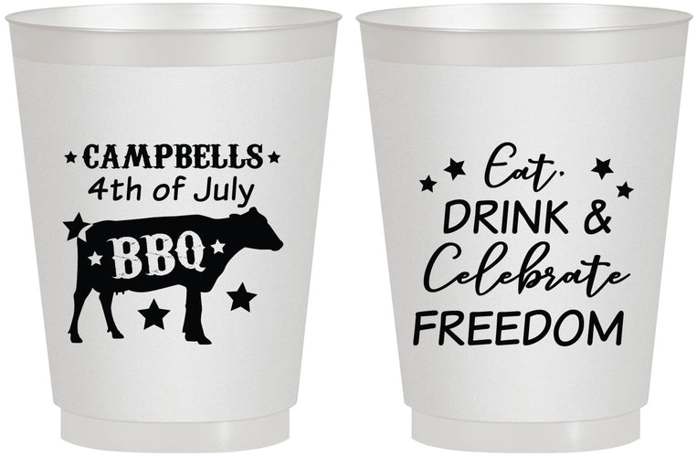 Personalized 4th Of July 16 oz Frosted Cups - Eat Drink Freedom | 220000