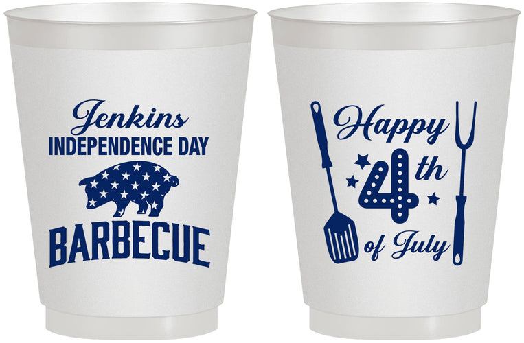Personalized 4th Of July 16 oz Frosted Cups - Barbecue Bbq | 220001