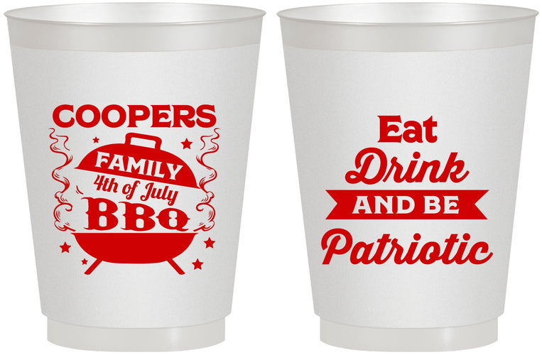 Personalized 4th Of July 16 oz Frosted Cups - Eat Drink Patriotic | 220002