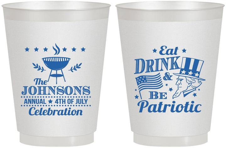Personalized 4th Of July 16 oz Frosted Cups - Eat Drink Patriotic | 220003