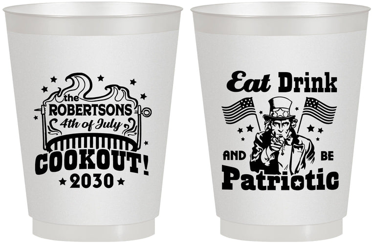 Personalized 4th Of July 16 oz Frosted Cups - Eat Drink Patriotic | 220004
