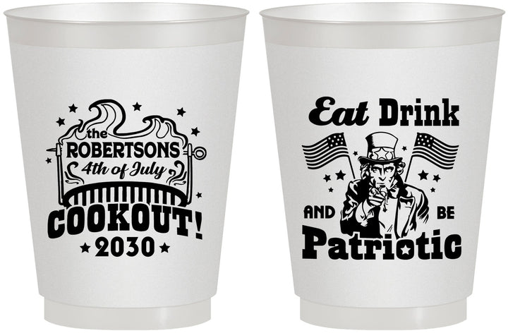 Personalized 4th Of July 16 oz Frosted Cups - Eat Drink Patriotic | 220004
