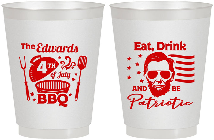 Personalized 4th Of July 16 oz Frosted Cups - Eat Drink Patriotic | 220006