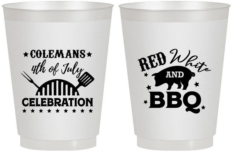 Personalized 4th Of July 16 oz Frosted Cups - Red White Bbq | 220008