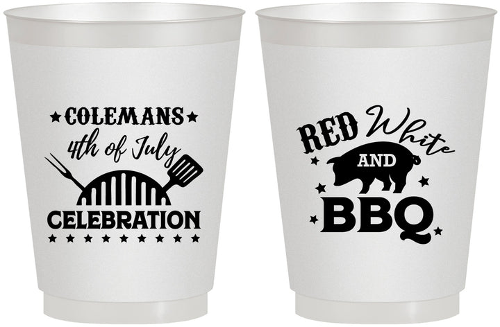 Personalized 4th Of July 16 oz Frosted Cups - Red White Bbq | 220008