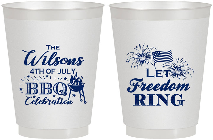 Personalized 4th Of July 16 oz Frosted Cups - Bbq Fireworks | 220009